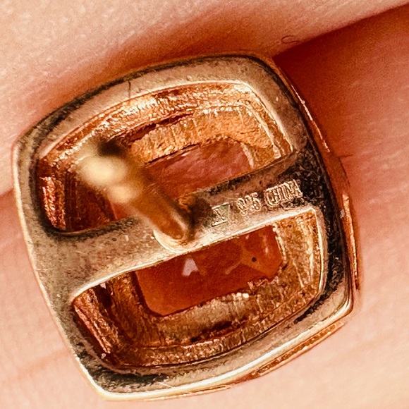 STERLING SILVER 925 Rose Gold Vermeil Stud Earrings CZ Peach & Clear Dainty - Picture 6 of 11